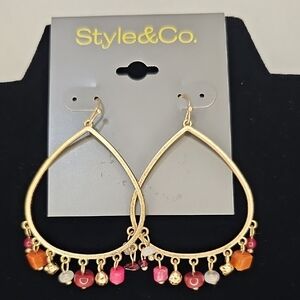 Style & Co. Gold and Multicolor Teardrop Earrings